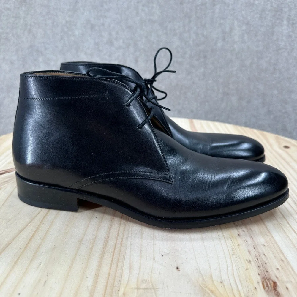Ace Marks Black Leather Chukka Oxford Boots‎ 9 Ankle Dress Lace Almond Toe Shoes